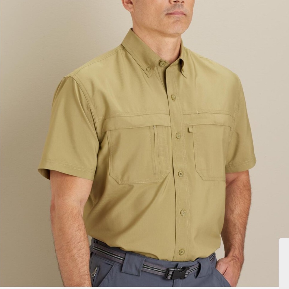 Duluth Trading Company Cool Plus Action Short Sleeve Shirt Olive Green Sz L